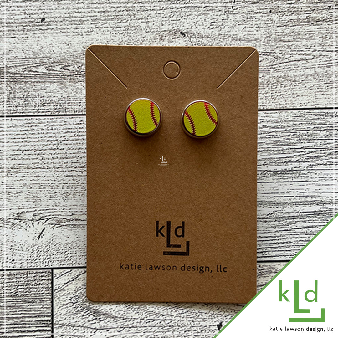 Baseball or Softball Stud Earrings – Gold or Silver Stainless Steel | Hypoallergenic Jewelry for Sensitive Ears - 12mm