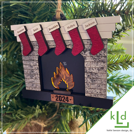 2024 Custom Fireplace Family Ornament