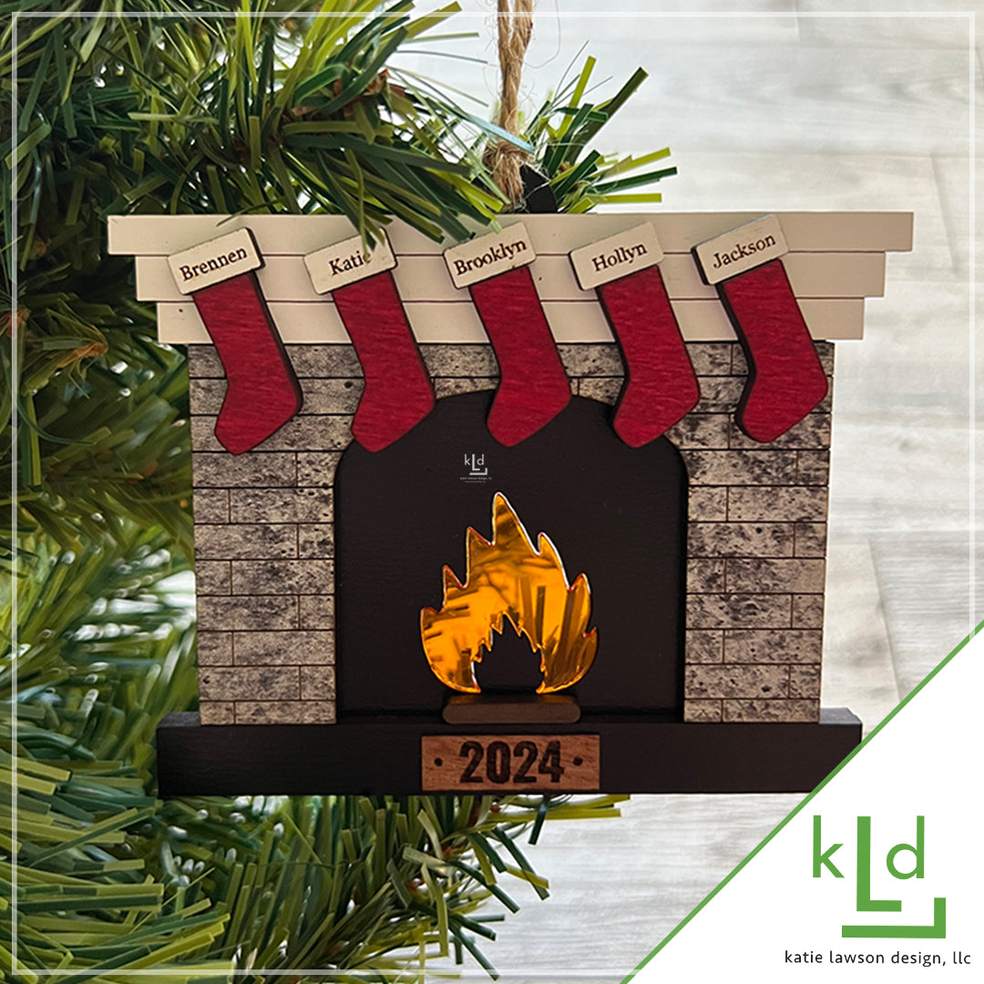 2024 Custom Fireplace Family Ornament