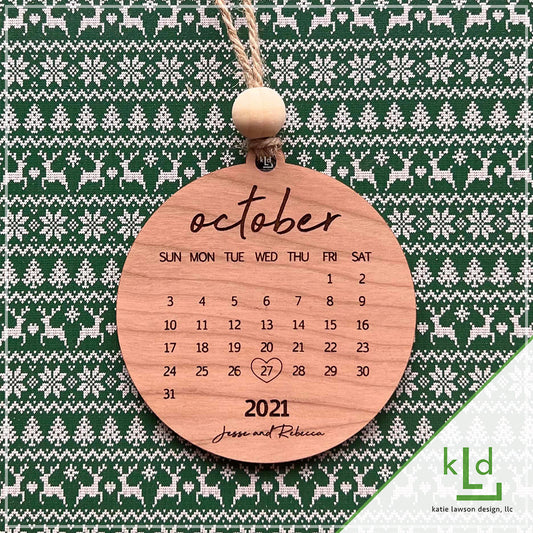 Personalized Laser Engraved Wedding Date | Anniversary Ornament Gift