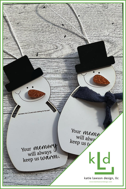 Snowman Memorial Ornament | Add Piece of Loved One's Clothing as the Scarf