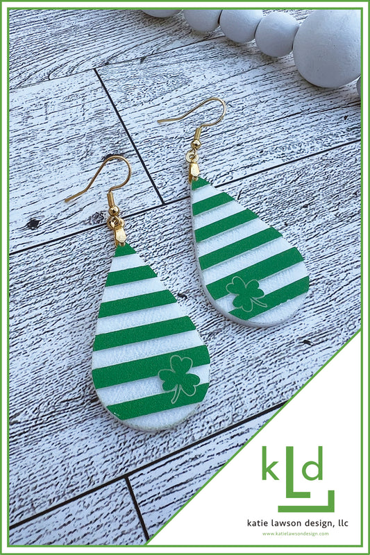 Acrylic Shamrock Striped Earrings
