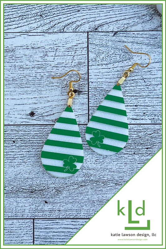 Acrylic Shamrock Striped Earrings
