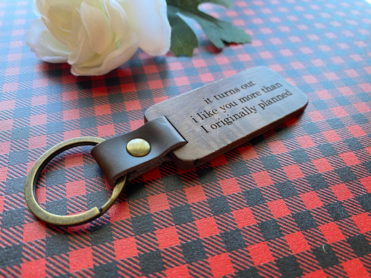 Laser Engraved Walnut Keychain - men’s Valentine/anniversary/birthday gift