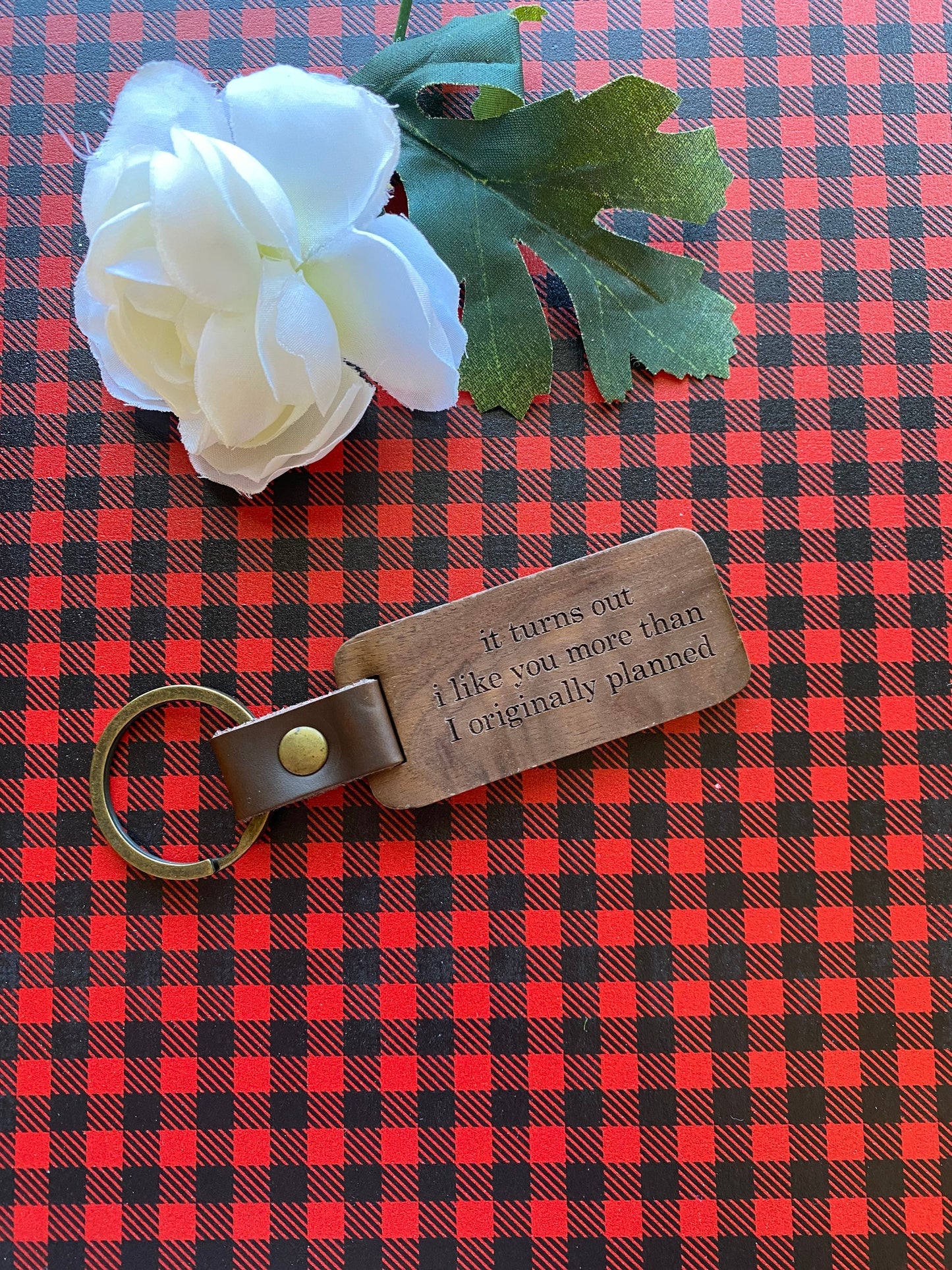 Laser Engraved Walnut Keychain - men’s Valentine/anniversary/birthday gift