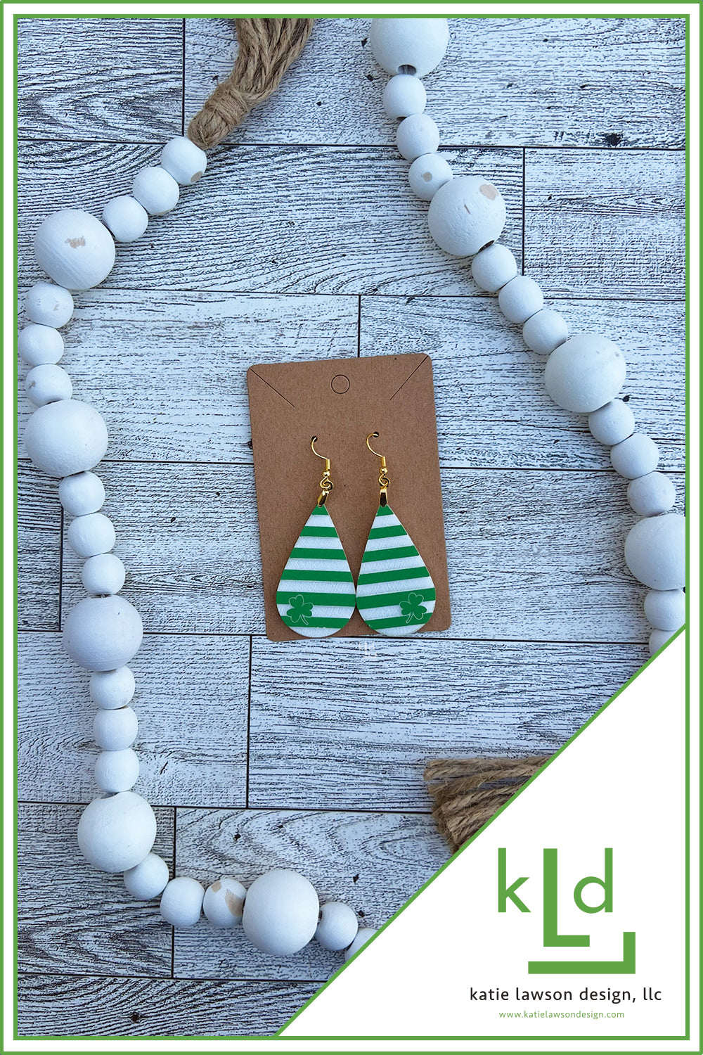 Acrylic Shamrock Striped Earrings