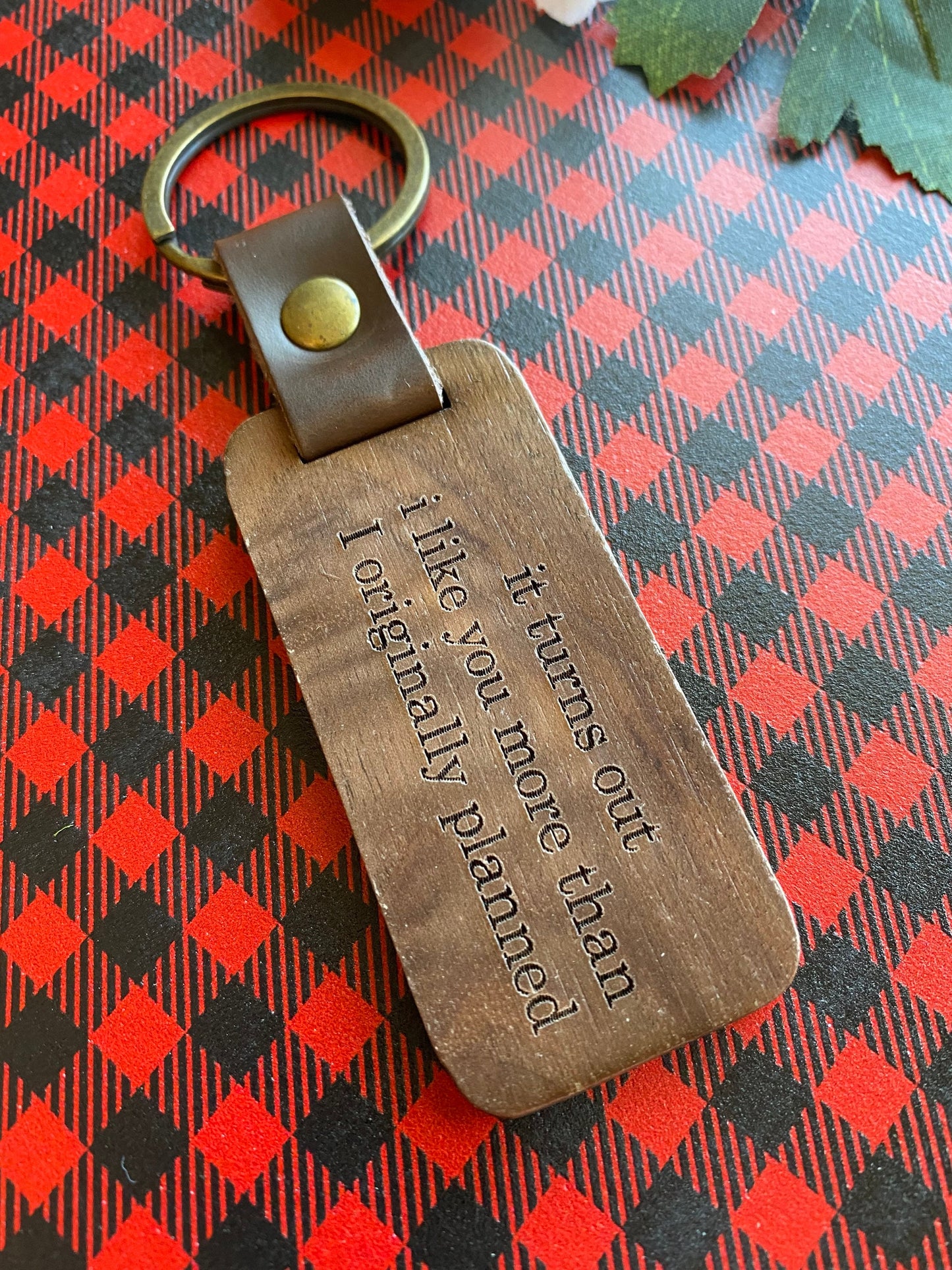 Laser Engraved Walnut Keychain - men’s Valentine/anniversary/birthday gift